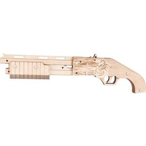 Woodcraft construction kit Dřevěné 3D puzzle Zbraň na gumičky Mossberg obraz
