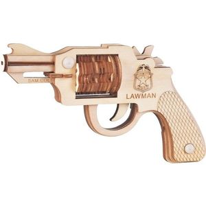 Woodcraft construction kit Dřevěné 3D puzzle Zbraň na gumičky Revolver Colt obraz