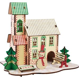 Woodcraft construction kit Dřevěné 3D puzzle Zimní dům obraz