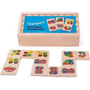 Bigjigs Toys Dřevěné domino dopravní prostředky DOMIN hnědé obraz