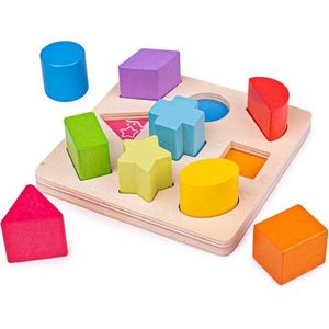 Bigjigs Toys Dřevěné kostky CUBES tvary a barvy obraz