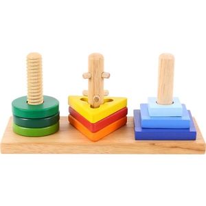 Bigjigs Toys Dřevěné nasazovací geometrické tvary GEOMETRIO vícebarevné obraz