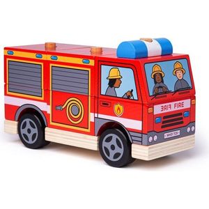 Bigjigs Toys Dřevěné nasazovací hasičské auto FIREMAN obraz