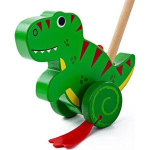 Bigjigs Toys Dřevěný jezdící dinosaurus T-REX zelený obraz