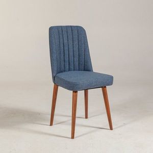 Hanah Home Jídelní židle VINA tmavě modrá/walnut obraz