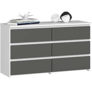 Ak furniture Komoda CL 100 cm 6 zásuvek bílá/šedá obraz