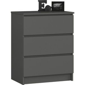 Ak furniture Komoda Kuba 60 cm se 3 zásuvkami grafitová obraz