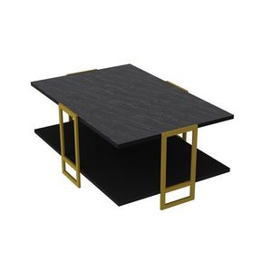 Kalune Design Konferenční stolek Polka černo-zlatý obraz