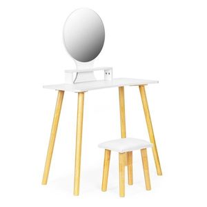 MODERNHOME Kosmetický toaletní stolek s taburetem Elegant bílý obraz