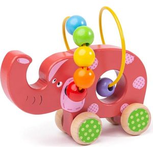 Bigjigs Toys Motorický labyrint na kolečkách ELEPHANT růžový obraz