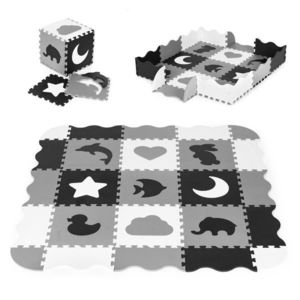 ECOTOYS Pěnové puzzle s 25 dílky ANIM černo-bílé obraz