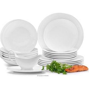 Konsimo Porcelánová jídelní souprava pro 6 osob s omáčníkem RESEDA bílá obraz