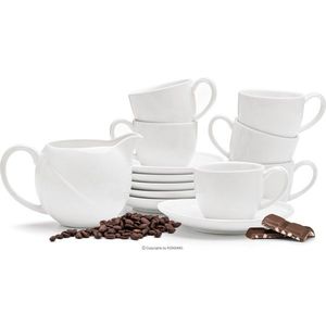 Konsimo Porcelánový kávový servis na espresso 13 ks RESEDA pro 6 osob bílý obraz