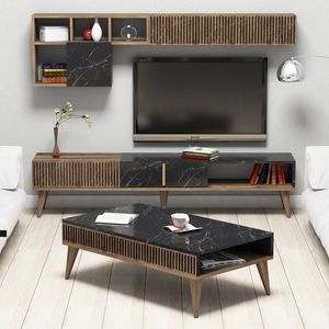 Kalune Design Sestava nábytku do obývacího pokoje Milan ořech/černý mramor obraz