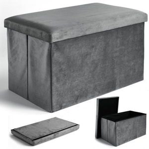 TZB Taburet s úložným prostorem DIEGO XL sametový šedý obraz