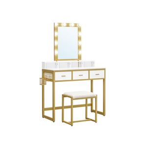 SONGMICS Toaletní stolek Marilyn zlatý/bílý obraz