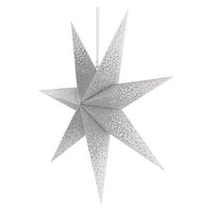 EMOS Vánoční papírová hvězda LUNA stříbrné třpytky 60 cm bílá obraz