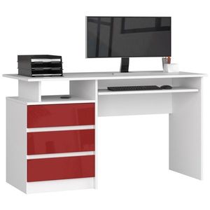 Ak furniture Volně stojící psací stůl CLP 135 cm bílý/červený akryl vysoký lesk obraz