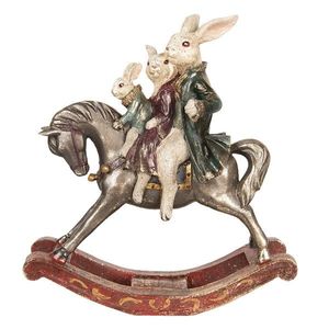 Dekorační sousoší králíků na houpacím koni - 28*11*30 cm 6PR2454 obraz