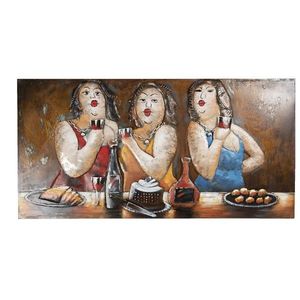 Nástěnná malba tří kyprých hodujících žen - 140*8*70 cm 5WA0173 obraz