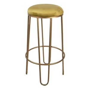 Zlatá kovová barová židle se zlatým sedákem - Ø 41*74 cm 5Y0911 obraz