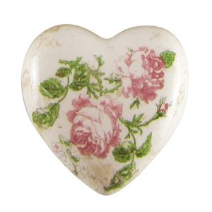 Keramické dekorační srdce s růžemi Rossia M - 8*8*4 cm 6CE1542M obraz