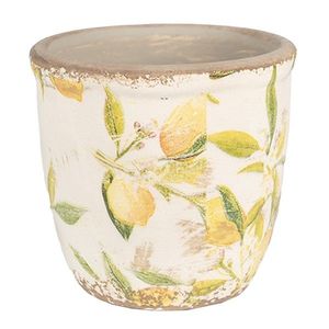 Béžový keramický obal na květináč s citróny Lemonio M - Ø14*13 cm 6CE1532M obraz