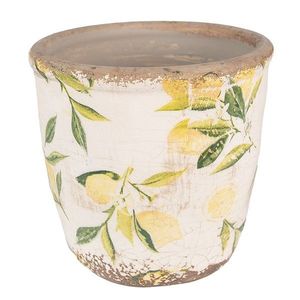 Béžový keramický obal na květináč s citróny Lemonio XS - Ø 11*10 cm 6CE1532XS obraz