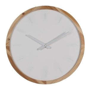 Bílo-hnědé dřevěné minimalistické nástěnné hodiny - Ø 50*4 cm / 1*AA 6KL0794 obraz