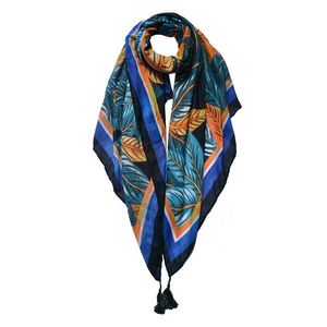 Barevný dámský šátek s listy a střapci- 90*180 cm JZSC0740 obraz