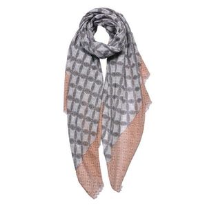 Šedo-hnědý dámský šátek s ornamenty - 90*180 cm JZSC0744 obraz