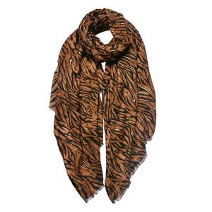 Hnědý dámský šátek s tygřím dekorem - 90*180 cm JZSC0745CH obraz