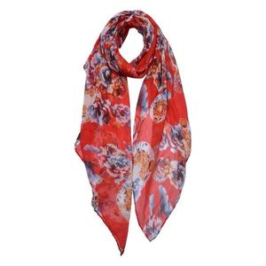 Červený dámský šátek s květy - 90*180 cm JZSC0753R obraz