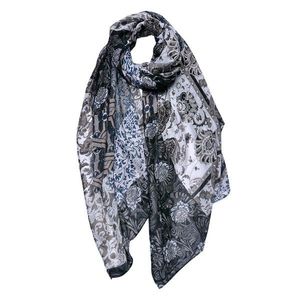 Černo-šedý dámský šátek s motivem - 90*180 cm JZSC0764 obraz