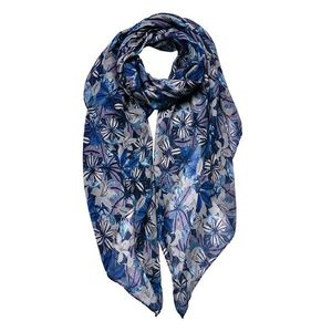 Modrá dámský šátek s květy - 90*180 cm JZSC0765BL obraz