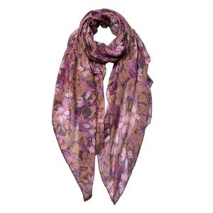 Růžový dámský šátek s květy - 90*180 cm JZSC0765P obraz