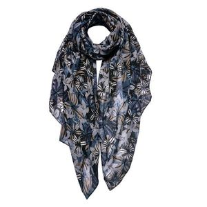 Černo-šedý dámský šátek s květy - 90*180 cm JZSC0765Z obraz