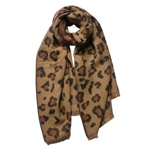 Hnědý dámský šátek s levhartím vzorováním - 65*185 cm JZSC0796 obraz