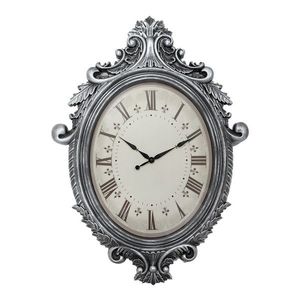 Stříbrné antik nástěnné hodiny Evellin - 56*6*76 cm / 1*AA 5KL0236 obraz