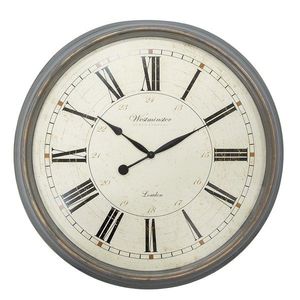 Šedo-béžové antik nástěnné hodiny Willi - Ø 76*6 cm / 1*AA 5KL0238 obraz