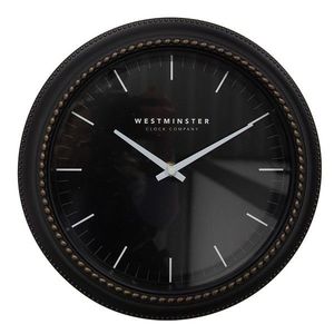 Černé antik nástěnné hodiny Westminster - Ø 28*5 cm / 1*AA 6KL0803 obraz