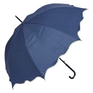 Modrý deštník pro dospělé s puntíky a vlnitým okrajem - Ø 98 cm JZUM0058BL obraz