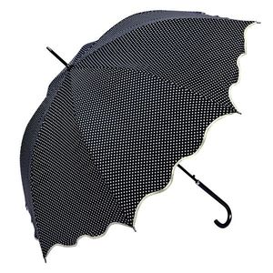 Černý deštník pro dospělé s puntíky a vlnitým okrajem - Ø 98 cm JZUM0058Z obraz