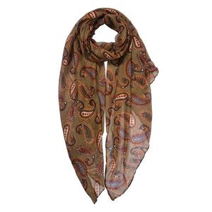 Hnědý dámský šátek s barevnými ornamenty - 80*180 cm JZSC0804CH obraz