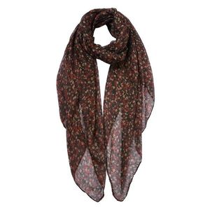 Tmavě hnědý dámský šátek s kytičkami - 80*180 cm JZSC0806R obraz