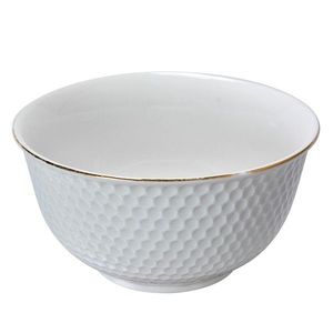 Bílá porcelánová miska na polévku se zlatým proužkem - Ø 13*7 cm / 350 ml 6CEBO0059 obraz