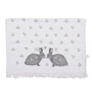 Bílý froté kuchyňský ručník s králíčky a srdíčky Bunnies in Love I - 40*66 cm CTBSL2 obraz
