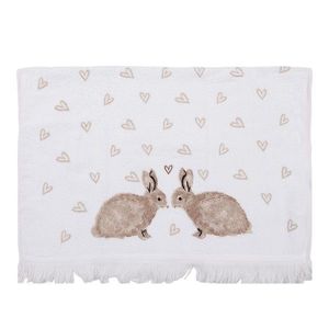 Bílý froté kuchyňský ručník s králíčky a srdíčky Bunnies in Love - 40*66 cm CTBSLC2 obraz