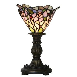 Růžovo-fialová stolní lampa Tiffany ve tvaru květu - Ø 20*30 cm E14/max 1*25W 5LL-6336 obraz