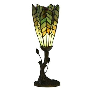 Zelená stolní lampa Tiffany ve tvaru květu - Ø 15*42 cm E14/max 1*25W 5LL-6337 obraz